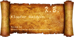 Klopfer Baldvin névjegykártya